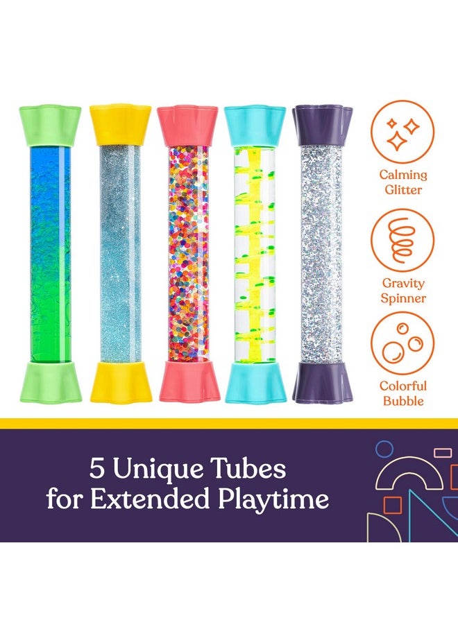 Liquid Motion Bubbler Toy Cool Tubes 5-Pack Colorful Hourglass Timer With Droplet Movement, Bedroom, Sensory Play, Cool Home Or School