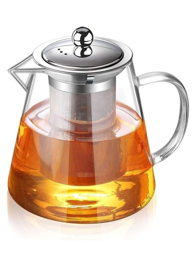 Glass Infuser Teapot With Lid Clear/Silver 6x4.9inch