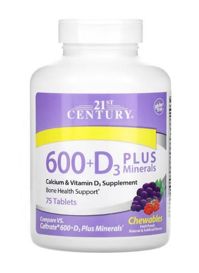 600  D3 Plus Minerals Fruit Punch 75 Chewable Tablets