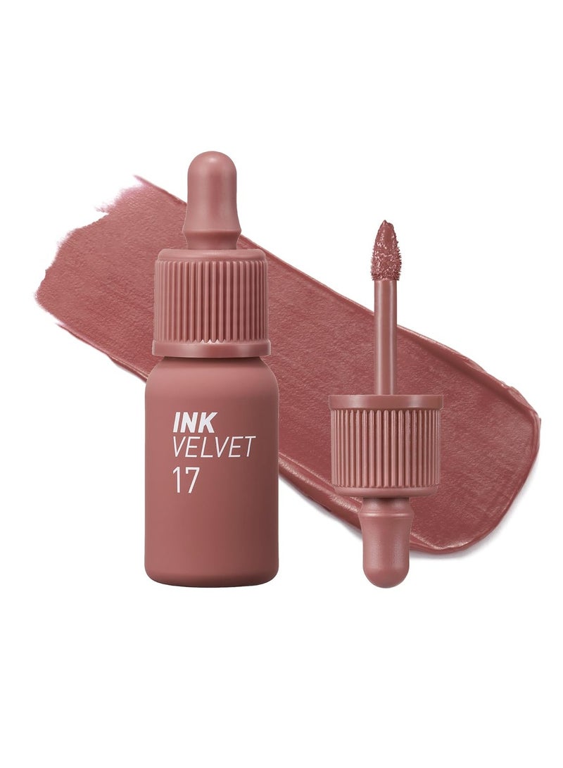 Peripera Ink the Velvet Lip Tint - High Pigment Color, Longwear, Weightless, Not Animal Tested, Gluten-Free, Paraben-Free (017 ROSY NUDE)