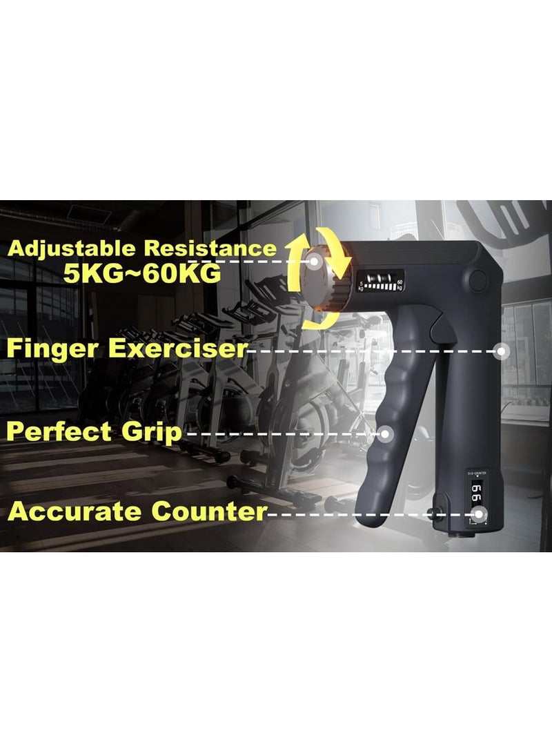 Grip Strengthener, Adjustable Resistance 22-132Lbs Black