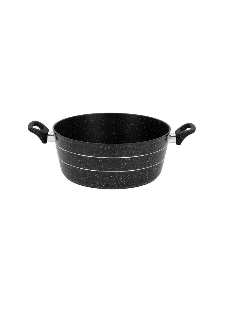 Royalford 28 cm Smart Granite Series Casserole- RF11867/ Forged Aluminium Cookware with Nonstick Granite Coating, Compatible with Induction, Hot Plate, Halogen, Ceramic, Gas Cooktops/ with Glass Lid and Soft Touch Handles, Perfect for Cooking Stews, Curries, Soups, Rice, Etc. Black