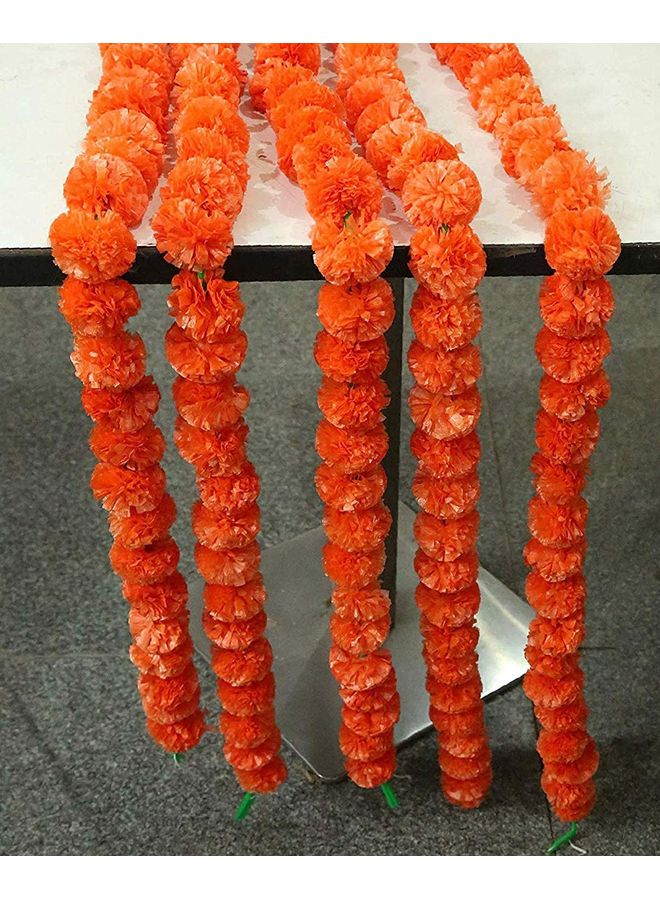 5-Piece Artificial Marigold Flower String Dark Orange 56inch