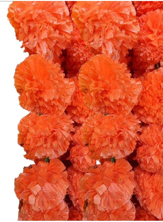 5-Piece Artificial Marigold Flower String Dark Orange 56inch