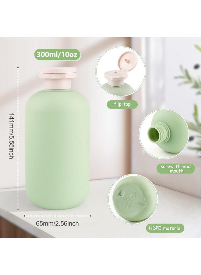 4 Pcs Empty Green Squeeze Bottles With Flip Cap Refillable Plastic Travel Bottles Refillable Containers For Cream Lotion Shampoo Conditioner And More (300Ml/10Oz)