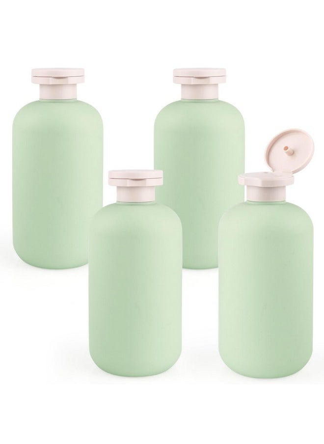 4 Pcs Empty Green Squeeze Bottles With Flip Cap Refillable Plastic Travel Bottles Refillable Containers For Cream Lotion Shampoo Conditioner And More (300Ml/10Oz)