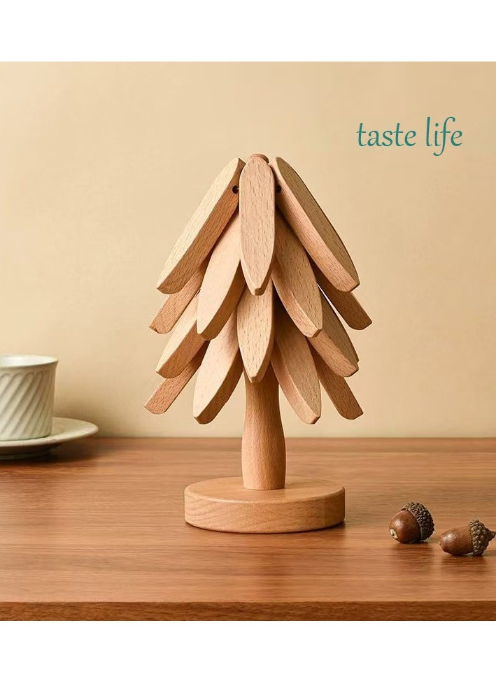 Christmas tree Coaster 【Includes four coasters and a stand】The size of the coaster is 7.87in