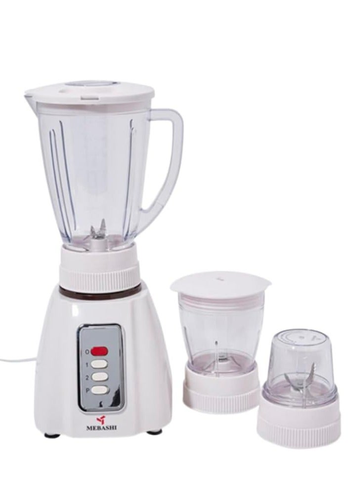 Mebashi 3-in-1 Blender (ME-BL1005W) – 1.6L | Blender, Grinder, Chopper, and Filter | 350W | Stainless Steel Blade | Pulse & 2-Speed Control (350W)