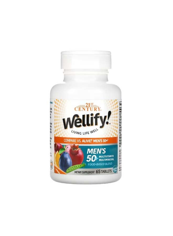 Wellify Mens 50+ Multivitamin Multimineral 65 Tablets