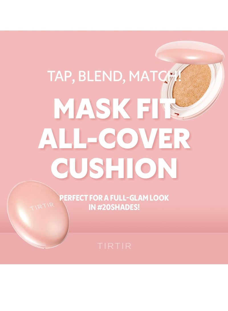 TIRTIR Mask Fit All Cover Pink Cushion Foundation | High coverage, Velvety Matte Finish, Lightweight, Flawless, Corrects Redness, Korean Cushion (#23N Sand, Full Size, 0.63 Fl Oz)