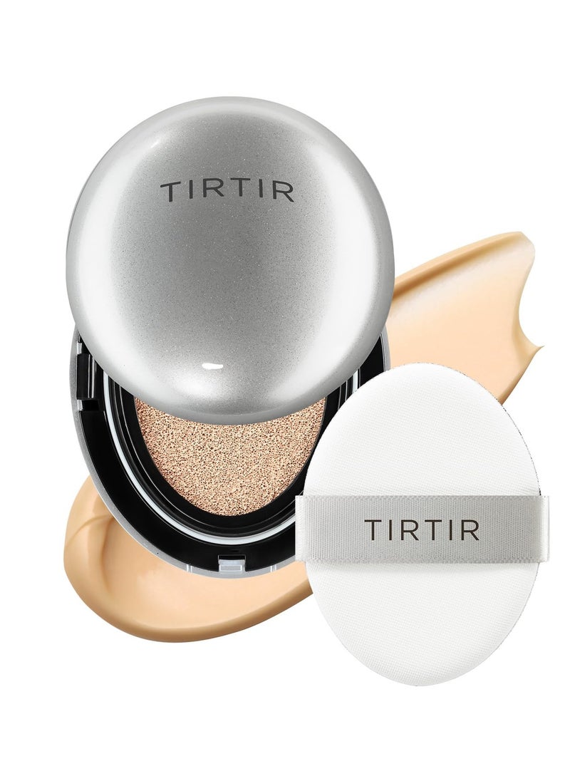 TIRTIR Mask Fit Aura Silver Cushion Foundation | Semi-glow Finish, Natural Coverage, Moisturizing, Lightweight, Korean cushion foundation (#23N Sand, Full Size, 0.63 Fl Oz)