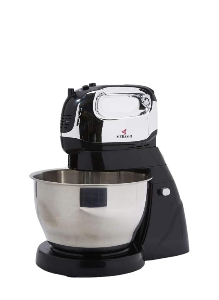 MEBASHI 4.5L Stand Bowl Mixer, 5 Speeds, 2 Beaters, 2 Dough Hooks, (350W) Black (ME-SBM1002)