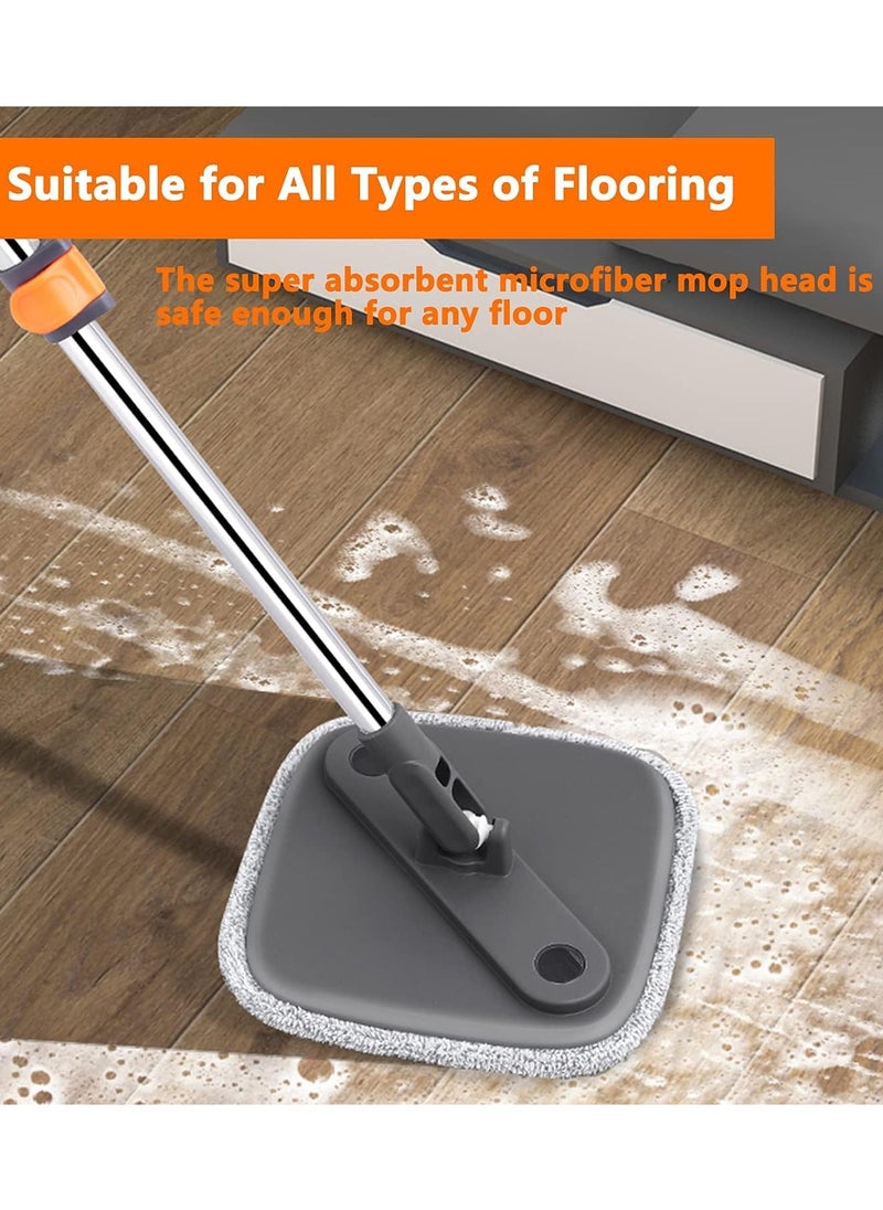 Upgraded Spin Mop and Bucket Set with Self-Separating Clean and Dirty Water System, 360° Rotating Square Microfiber Mop for Floor Cleaning, Includes 2 Washable & Reusable Pads, Ideal for All Floor Types