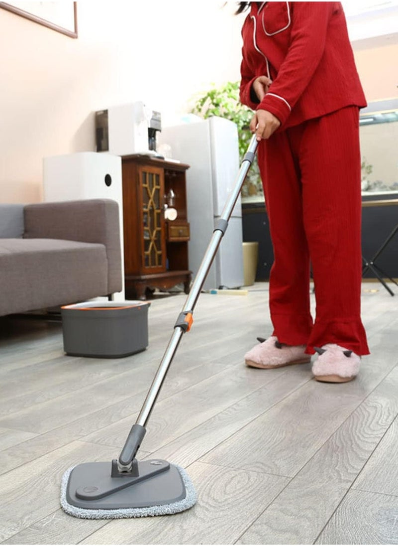 Upgraded Spin Mop and Bucket Set with Self-Separating Clean and Dirty Water System, 360° Rotating Square Microfiber Mop for Floor Cleaning, Includes 2 Washable & Reusable Pads, Ideal for All Floor Types