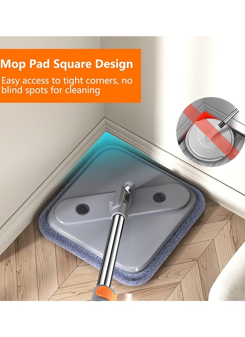 Upgraded Spin Mop and Bucket Set with Self-Separating Clean and Dirty Water System, 360° Rotating Square Microfiber Mop for Floor Cleaning, Includes 2 Washable & Reusable Pads, Ideal for All Floor Types