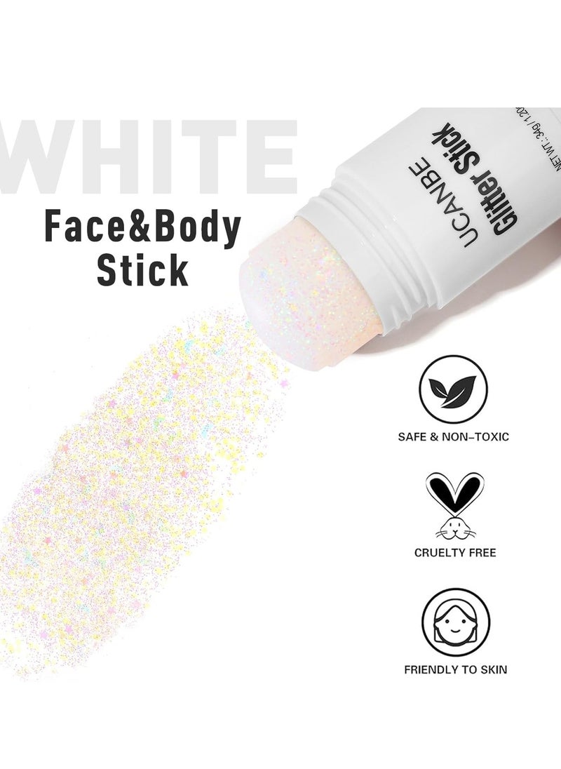 UCANBE White Body Glitter Stick for Singer Concerts Music Festivals, Face Glitter Makeup for Face Body Hair Eyes & Lips, Chunky Glitter Sparkling Mermaid Sequins for Women 1.2 oz