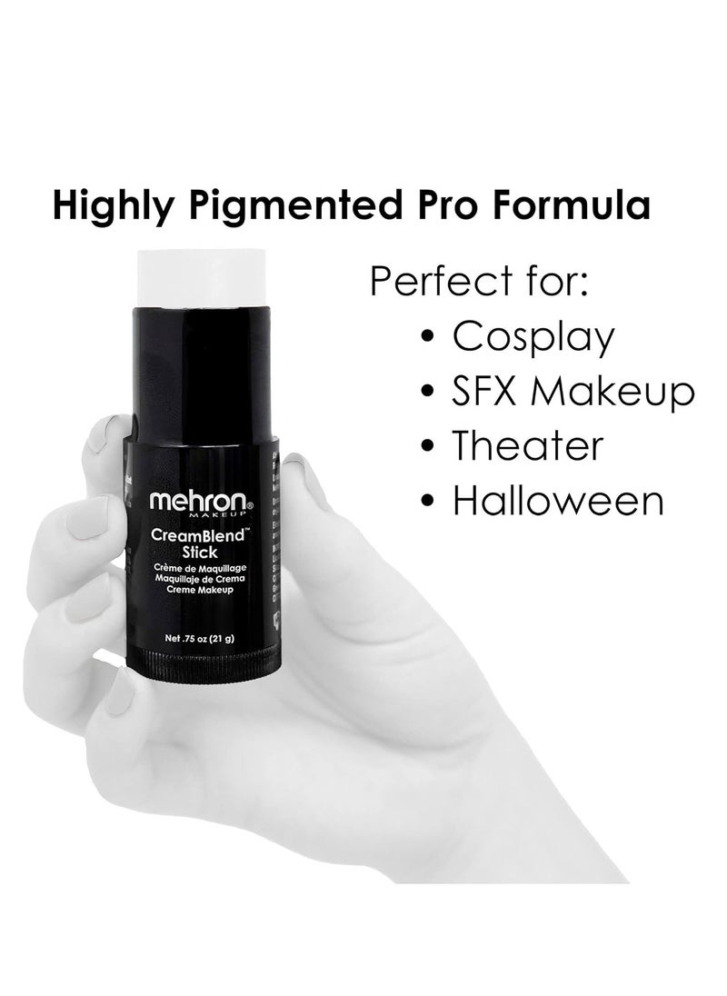 Mehron Makeup CreamBlend Stick | Face Paint, Body Paint, & Foundation Cream Makeup | Body Paint Stick Perfect for Halloween Makeup .75 oz (21 g) (White)