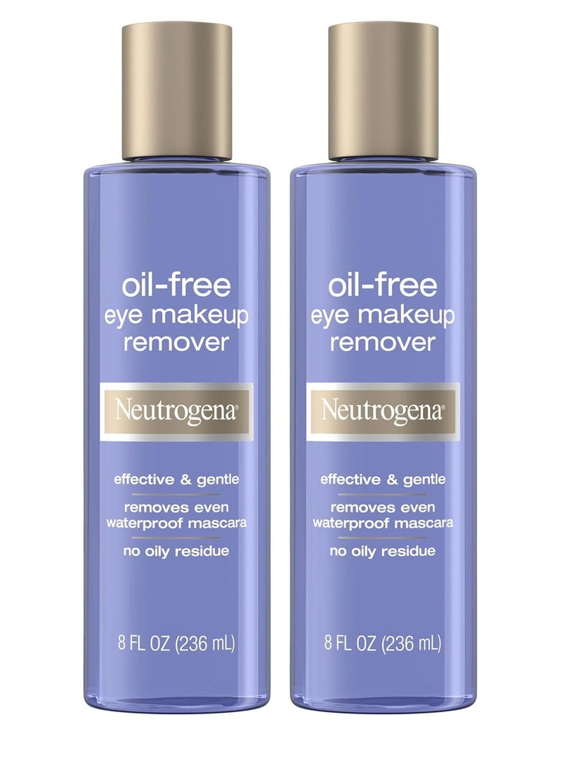 Neutrogena Oil-Free Eye Makeup Remover & Cleanser, Gentle & Non-Greasy Makeup Remover for Waterproof Mascara, Twin Pack, 8 Fl Oz (Pack of 2)