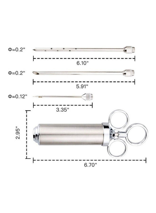 3-Piece BBQ Syringe Seasoning Needle Set 1.0 W AU6935 Silver