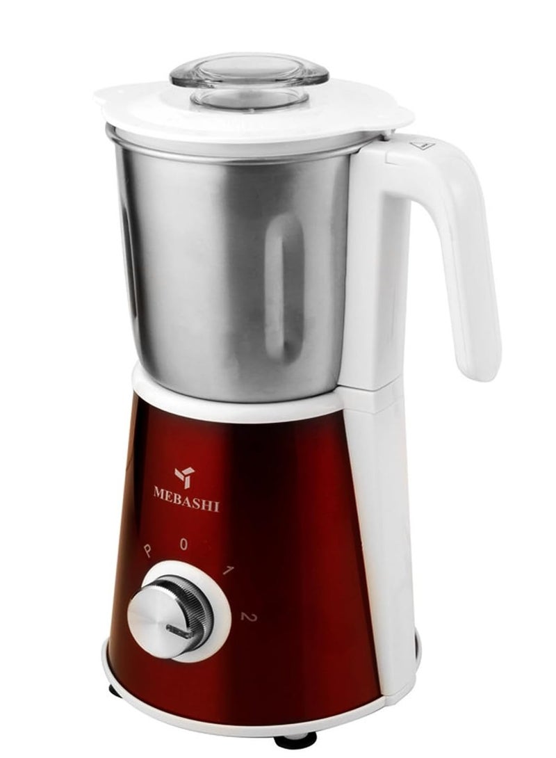 MEBASHI Coffee Grinder - 800ml, 400g, Stainless Steel Body, Powerful Motor, Red(ME-CG2285SR)(450W)