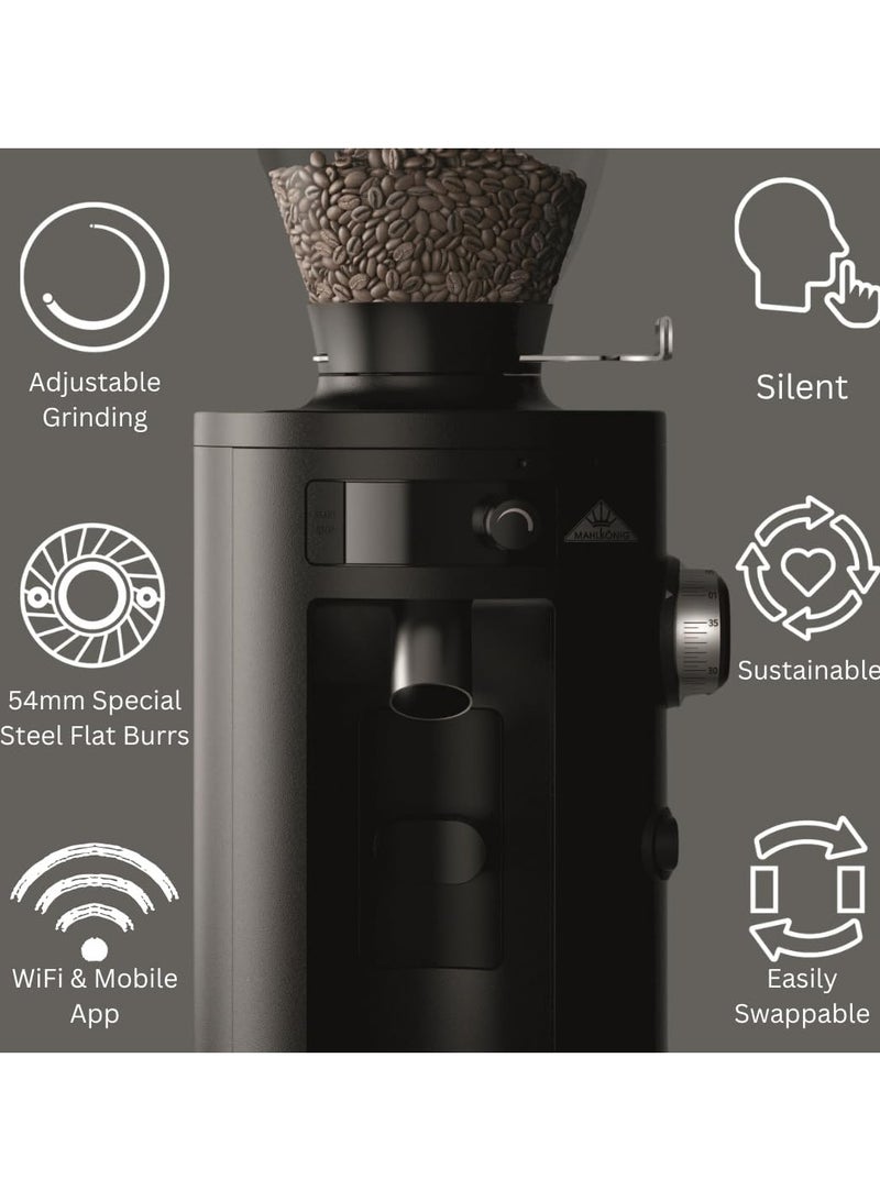 X54 Allrounder Home Electric Coffee Grinder, Easily Swappable Fronts for Espresso to Cold Brew, 54mm Flat Steel Burr With 1-2.8g of Coffee Grinding Capacity/sec, Multifunctional LED Display, App Connectivity through Wifi, 220-240 V, 50/60 Hz, 500g Bean Hopper - White