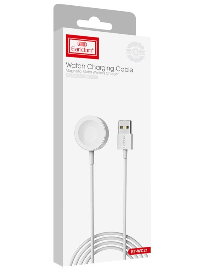 ET-WC21 Wireless Charging Cable for Apple Watch - 1.0m, 5V/0.35A, Sleek White Design