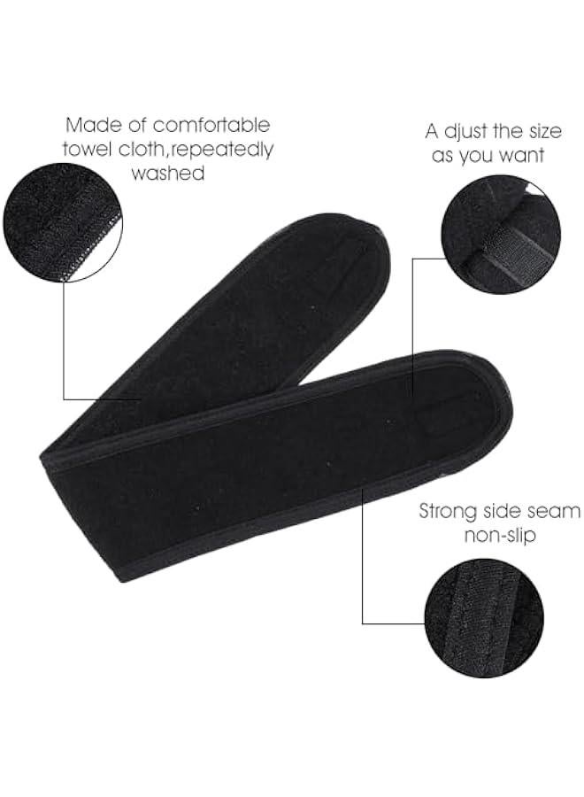 6PCS Spa Facial Headbands for Women, Adjustable Makeup Headbands Black Makeup Wrap Non-slip Stretchable Washable Headband for Washing Face Skincare Facial Mask Bath Sport
