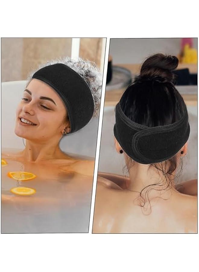6PCS Spa Facial Headbands for Women, Adjustable Makeup Headbands Black Makeup Wrap Non-slip Stretchable Washable Headband for Washing Face Skincare Facial Mask Bath Sport