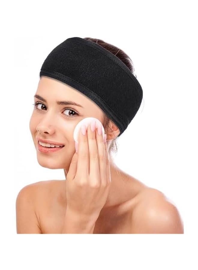6PCS Spa Facial Headbands for Women, Adjustable Makeup Headbands Black Makeup Wrap Non-slip Stretchable Washable Headband for Washing Face Skincare Facial Mask Bath Sport