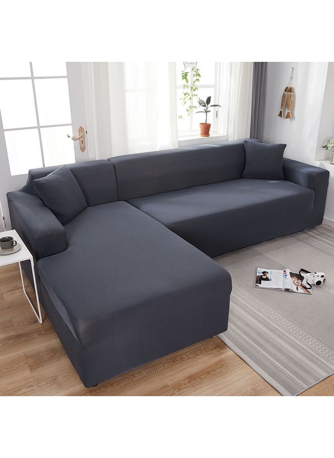 L-Shaped Sofa Slipcover Cover Stretch Fabric for Living Room Bedroom Home and Office 2Pcs 3 Seater Sofa Cover Grey 235x300cm