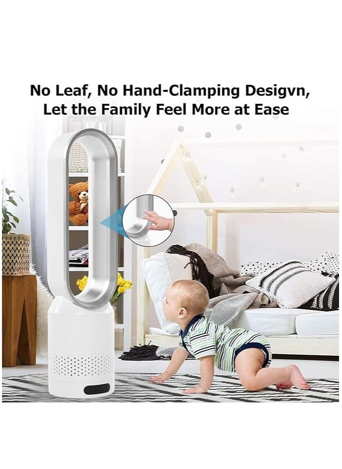 Bladeless Cooling Fan with Air Purification, 20 inch Tower Fan, 90° Oscillating Pedestal Fan with Remote Control, 8 Speeds, 120 Minutes Timer, Portable Quiet Cooling Fan for Bedroom, Home, Office