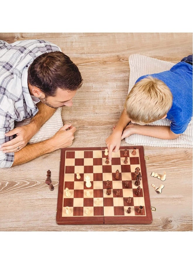Chess Sets,15 Inch Magnetic Wooden Chess Set, Board Game for Adults and Kids, with 24 Checkers Pieces Extra & 2 Extra Queens,Portable Travel Chess Board Game Sets (39×39 cm)