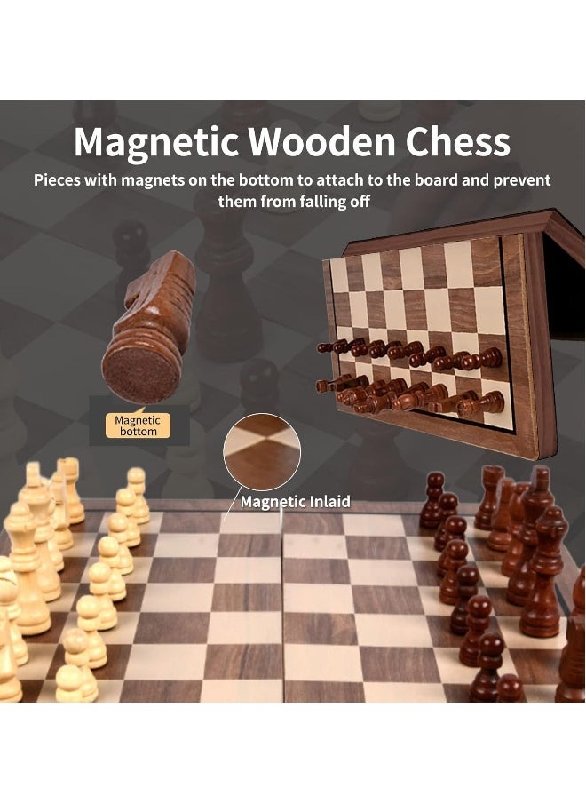 Chess Sets,15 Inch Magnetic Wooden Chess Set, Board Game for Adults and Kids, with 24 Checkers Pieces Extra & 2 Extra Queens,Portable Travel Chess Board Game Sets (39×39 cm)