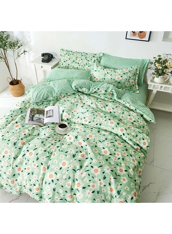 4-Piece Luxury Bed Duvet Cover Set Cotton Green 220x240cm