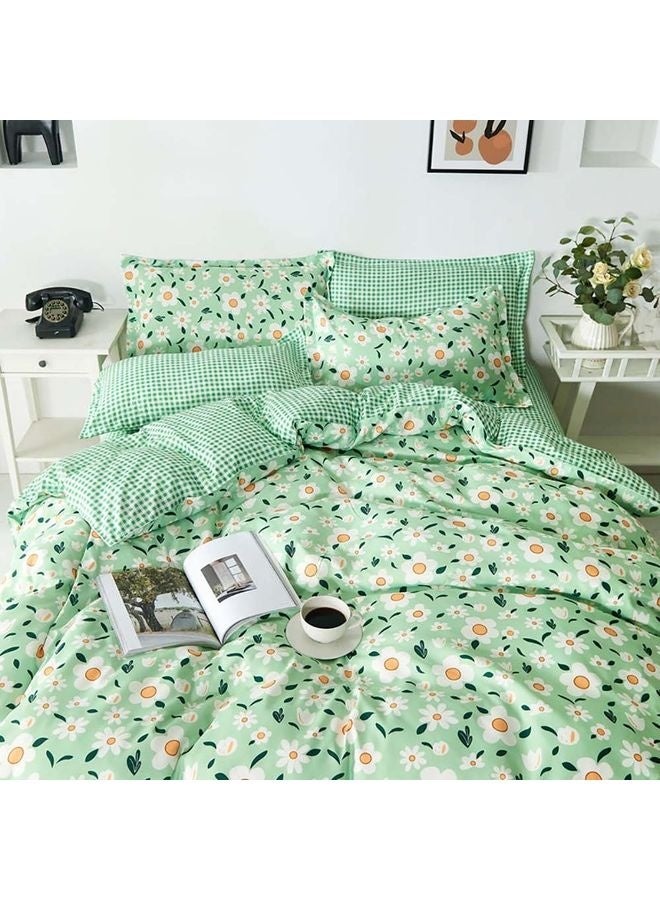 4-Piece Luxury Bed Duvet Cover Set Cotton Green 220x240cm