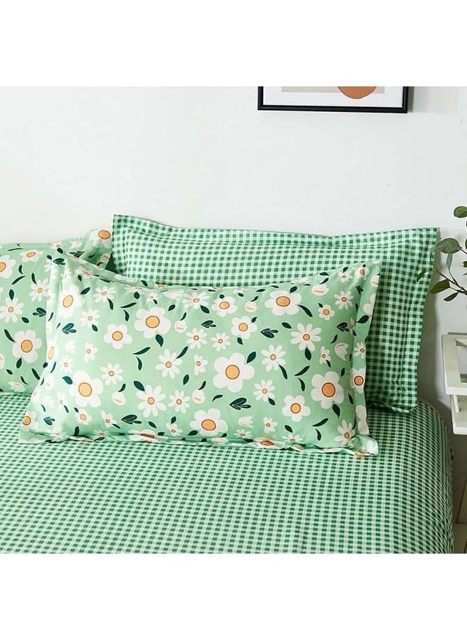 4-Piece Luxury Bed Duvet Cover Set Cotton Green 220x240cm