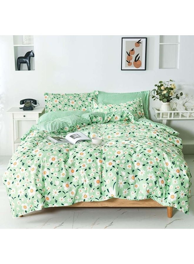 4-Piece Luxury Bed Duvet Cover Set Cotton Green 220x240cm