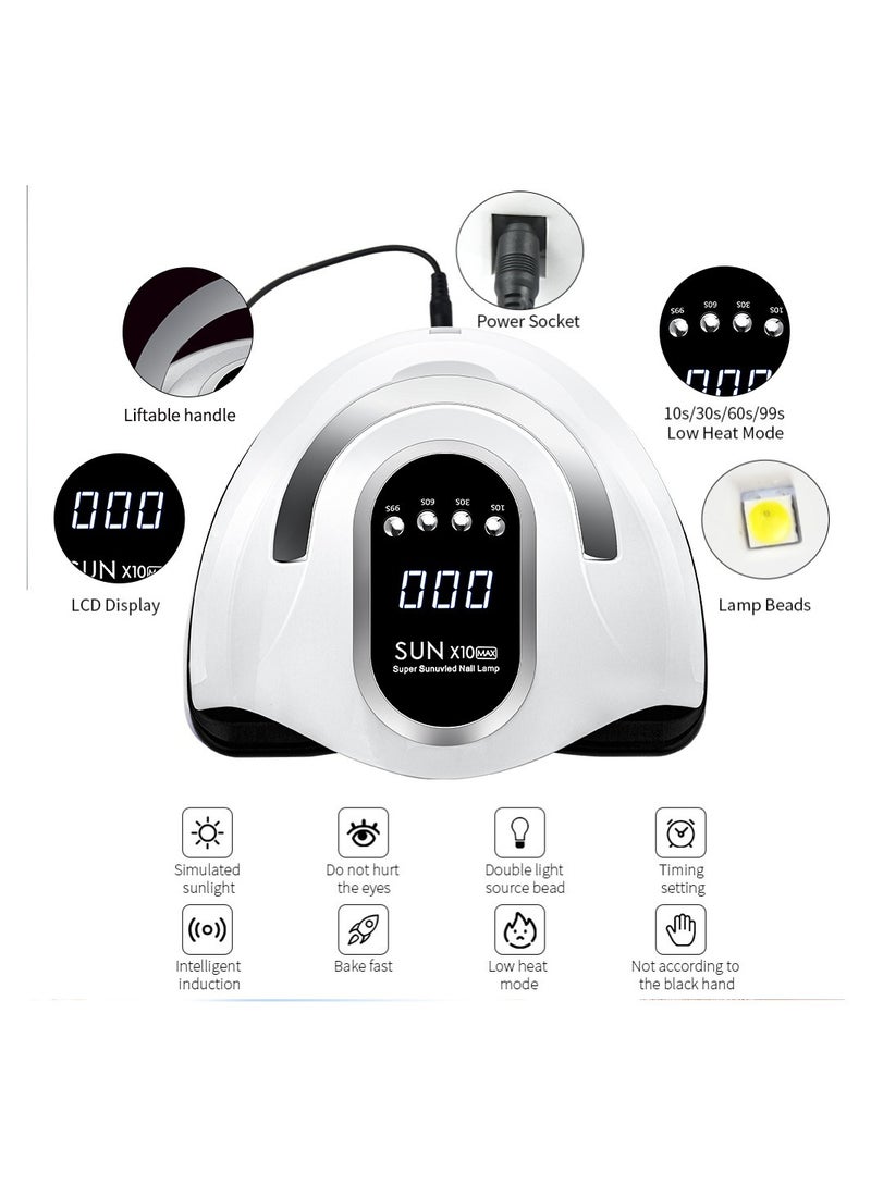 280W UV LED Nail Lamp, Fast Nail Curing Lamps for Home & Salon, 66 Beads Dryer for Gel Polish with Automatic Sensor/4 Timer Setting, Handle Professional Art Tools