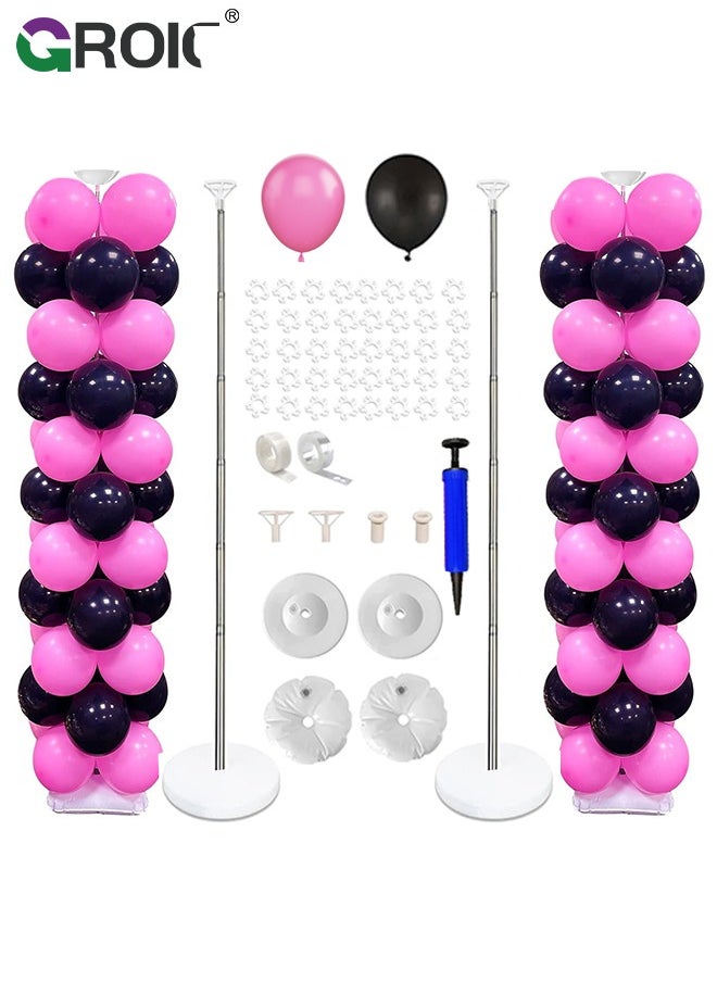 2PCS Balloon Column Stand Kit Set,Ajustable Balloon Column Kits and 200 Pcs Balloons,Adjustable Metal Balloon Tower,Party Decoration,Balloon Centerpiece for Table and Balloon Column Stand for Floor