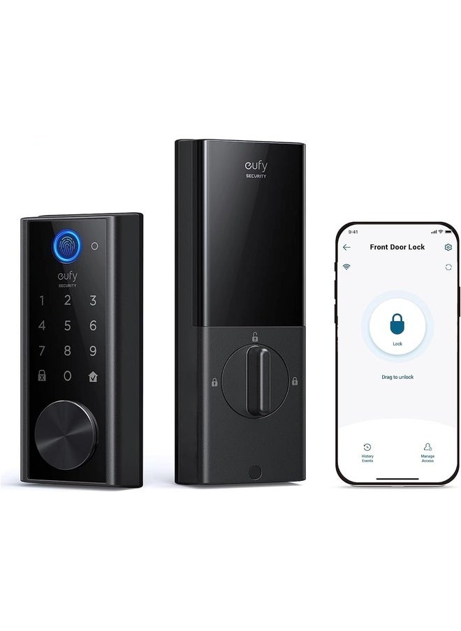 eufy security Smart Lock Touch Fingerprint Keyless Entry Door Lock Remotely Control with Wi-Fi Bridge Bluetooth Electronic Deadbolt