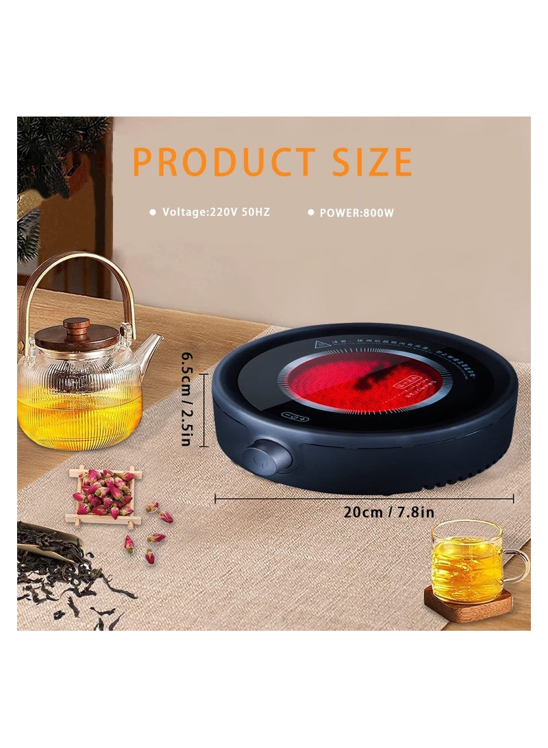 Electric Mini Coffee Pot Warmer, Electric Teapot Stove Portable, 800W Electric Ceramic Stove Coffee Heater,Black