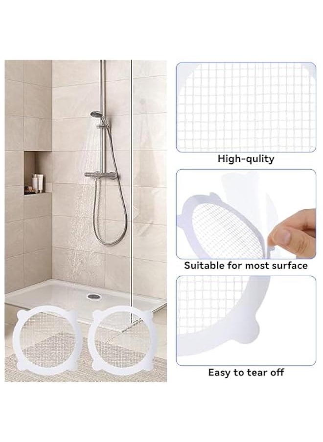 30pcs Shower Drain Hair Catcher Stickers, Disposable Floor Drain Mesh Stickers Shower Drain Cover Filter Patches Stickers for Bath Kitchen Sink Bathtub Bathroom Laundry(3.93×3.42Inch)