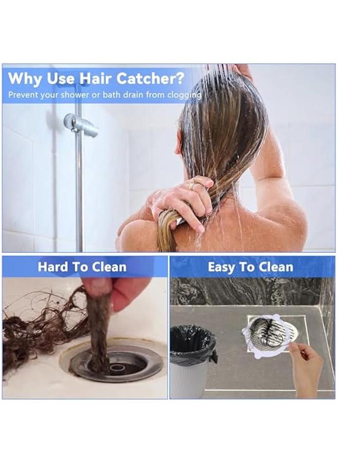 30pcs Shower Drain Hair Catcher Stickers, Disposable Floor Drain Mesh Stickers Shower Drain Cover Filter Patches Stickers for Bath Kitchen Sink Bathtub Bathroom Laundry(3.93×3.42Inch)