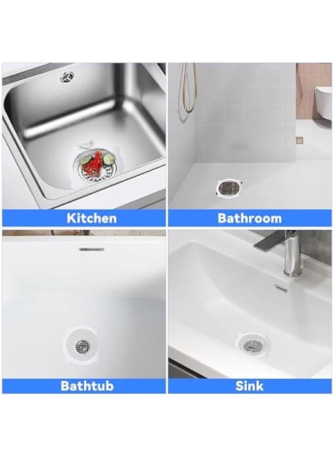 30pcs Shower Drain Hair Catcher Stickers, Disposable Floor Drain Mesh Stickers Shower Drain Cover Filter Patches Stickers for Bath Kitchen Sink Bathtub Bathroom Laundry(3.93×3.42Inch)
