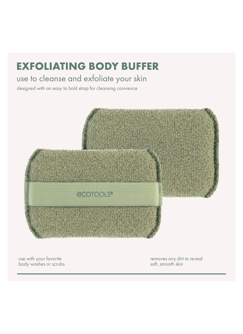 Exfoliating Body Buffer, for Body Cleansing, Designed with Strap, Sustainable and Vegan Body Scrubber, 4 Count