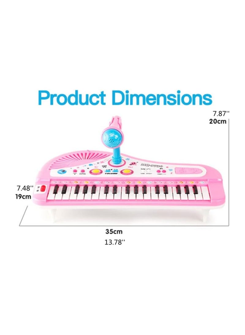 37 Key Kids Piano Keyboard, Electronic Digital Piano Musical Instrument Kit with Microphone, Battery powered