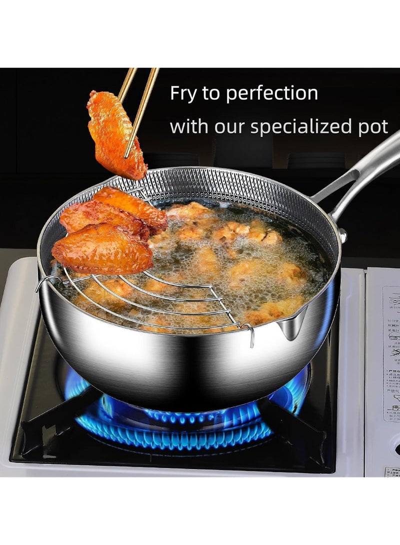 Hybrid Stainless Steel Sauce Pan Sauce Pot, With Lid, Nonstick Honeycomb Induction Saucier Pot Cookware 2.2L