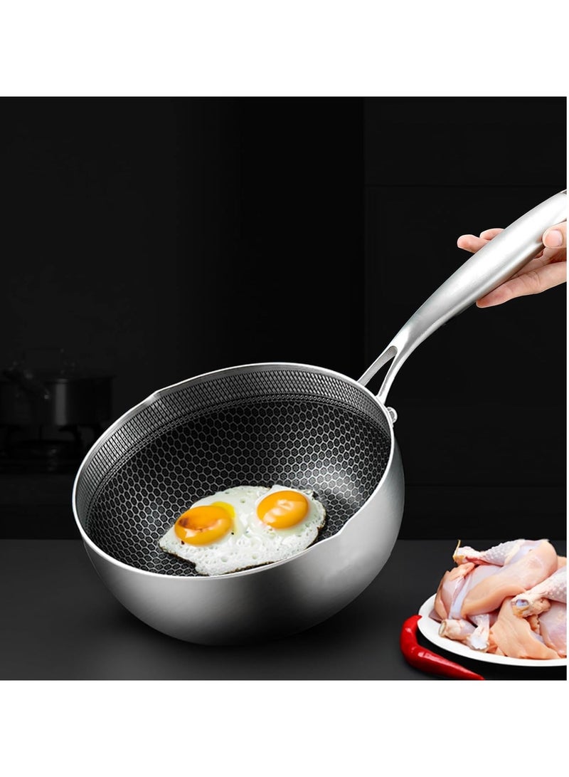 Hybrid Stainless Steel Sauce Pan Sauce Pot, With Lid, Nonstick Honeycomb Induction Saucier Pot Cookware 2.2L