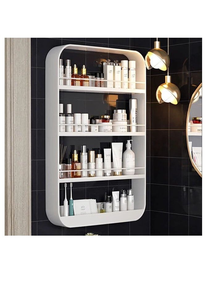 Bathroom Organizer Shelves Rack Wall Mounted Storage Box Toiletries Cosmetic Storage Rack Kitchen Seasoning Bottle Storage Shelf white