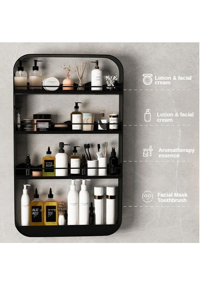 Bathroom Organizer Shelves Rack Wall Mounted Storage Box Toiletries Cosmetic Storage Rack Kitchen Seasoning Bottle Storage Shelf white